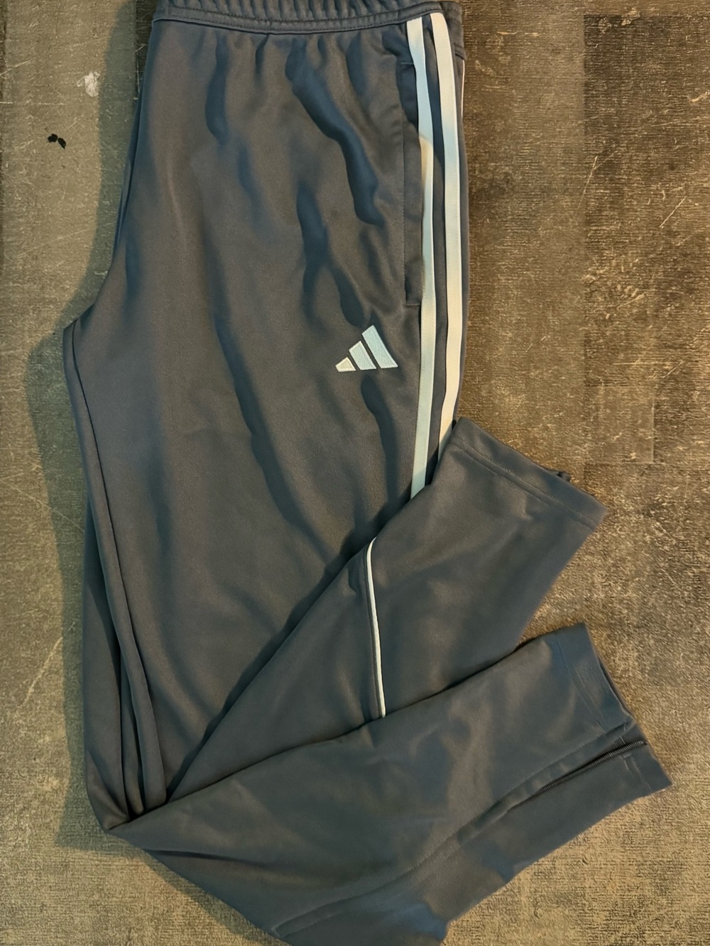 Women’s adidas Gray Track Joggers with White Stripes Zippers on pockets/ankles